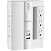 Wall Tap Surge Protector, Kasonic Top Power Strip 6 Power Outlets Plus 2 USB Ports Portable Wall-Mount Socket, Best Power Surge Protection Smart Charging for Home and Office (1 Pack)