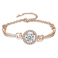 LFOEwpp7 Women Bracelet, Luxury Cubic Zirconia Inlaid Adjustable Chain Bracelet Bangle Women Jewelry Gift Rose Gold