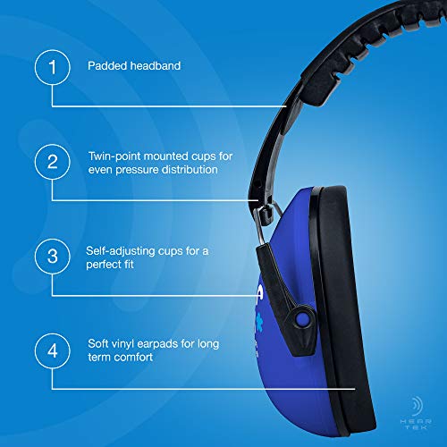 HEARTEK Kids Earmuffs Hearing Protection with Travel Bag- Junior Ear Defenders for Children, Padded Baby Ear Protection, Infants, Small Adults, Women - Adjustable Protectors Noise Reduction Ear Muffs