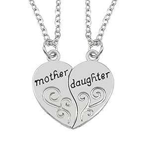 daughter necklace necklaces mother jewelry silver pendants pendant heart puzzle