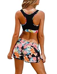 Trajes de baño de dos piezas para dama con espalda cruzada y parte inferior boyshort