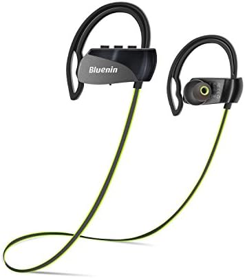 Bluenin Bluetooth Headphones, Wireless Bluetooth Earbuds Sport IPX5 Waterproof HiFi Stereo Sweatproof Earphones w/ mic for Running Gym Workouts 15 Hours Battery Noise Cancelling Headset (Green)