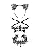 Zealmer Shoopic Sexy Cat Ear Headband Lace Masquerade Mask Black Choker Cosplay Costume Jewelry