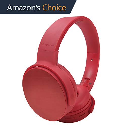Wireless Headphones, Yusonic Bluetooth Headphones On Ear, DJ Wireless Headset, Micro SD TF, FM Radio Foldable Wireless and Wired Built-in Mic for Travel TV Computer Cellphone （red）