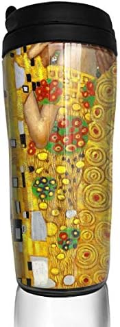 HEHE TAN Gustav Klimt The Kiss Travel Coffee Mug Funny Milk Coffee Cup Plastic Travel Mug,12 Oz (350 Ml)