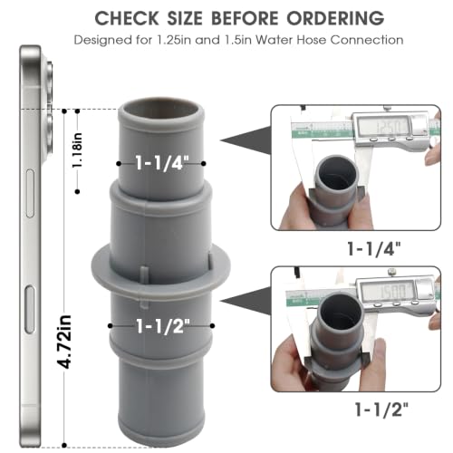 TidyMister Pool Hose Adapter Connector Coupling,1-1/4 to 1-1/2in,PP,1-Pack photo 8