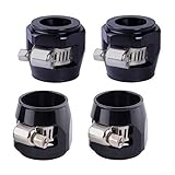 Flexible Rubber Hose Pipe Clamps - 8an Hose Finisher Clamp with Screw Band, 4Pcs/Pack Black Aluminum Hose Connectors, Great for 1/2 Fuel Line, Diesel/Gas/Air/Water/Oil and Fuel Hose Pipe