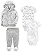 Simple Joys by Carter's Unisex Babies' 4-Piece Jacket, Pant, and Bodysuit Set, White/Grey, Stripe, 0-3 Months