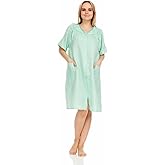 Dream8teen Women's Snaps Front Closure House Dress Short Sleeve Woven Housecoat Duster Lounger Robe