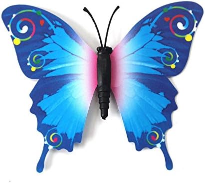 24pcs Blue 3d Butterfly Stickers, Wall Stickers Crafts Butterflies, Wall Decoration, Fridge Magnet