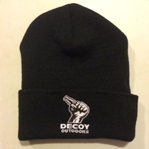Decoy Outdoors Black Beanie Cap with Power Duck Caller Logo, Duck Hunting Hat