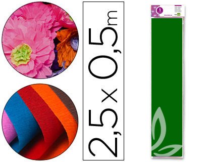 Liderpapel CP15 Crepe Paper, 50 cm x 2.5 m, Dark Green