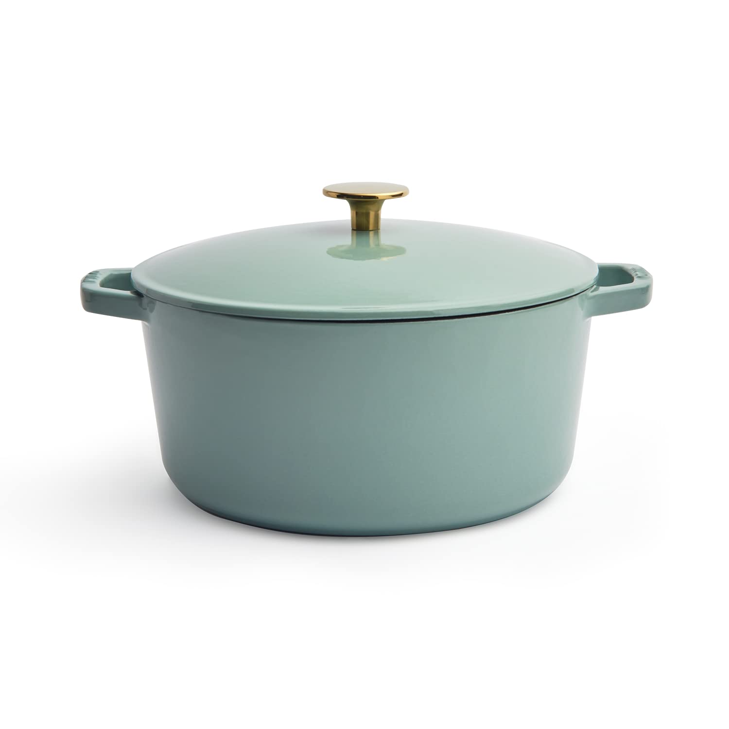 Photo 1 of Kana Lifestyle Milo 5.5-quart Enameled Cast Iron Dutch Oven with Lid | Premium Casserole Cooking Pot | Enamel Coating Inside and Out | Oven Safe and Dishwasher Friendly (Eucalyptus with Gold Knob)