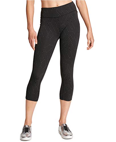 DKNY Women's Large Reflective Cropped Active Leggings Black Small