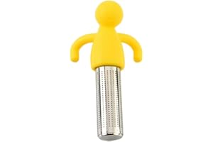 Tea Infuser Extra Fine Mesh Stainless Steel with Silicone Lid for Loose Leaf Tea (yellow)