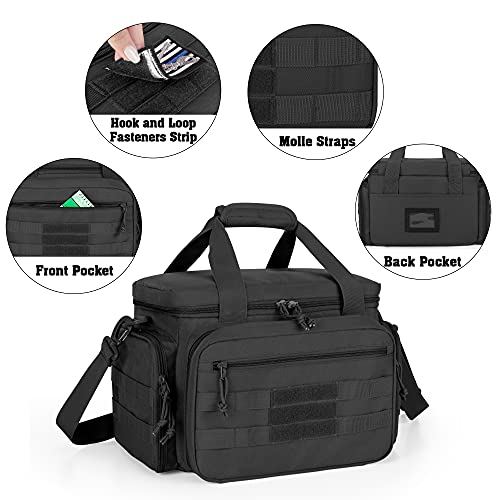 DSLEAF Tactical Gun Range Bag for 4 Handguns, Pistol Shooting Range Bag with 6X Magazine Slots