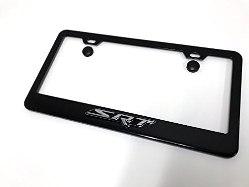 Deepro 1pc 3D SRT SR-T Black Metal License Plate Frame with Screw Cap Covers