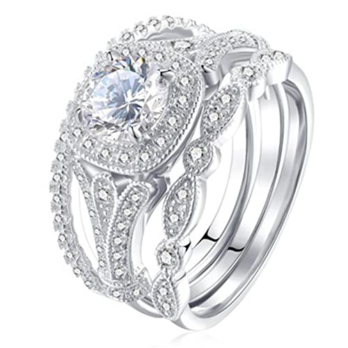 iLH Clearance Rings,Fashion Three Layers Diamonds