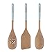 Typhoon Living Beech 3-Piece Utensil Set, Blue, Includes a Slotted Spoon, Solid Spoon and Turner, Durable Beechwood Ideal for Non-Stick Cookware, Color-Dipped Handles, Hanging Loops for Easy Storage
