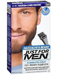 Just For Men Mustache & Beard Brush-In Color Gel Medium-Dark Brown M-40-1 ea, Pack of 6