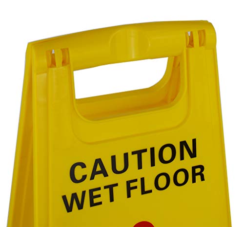 Caution Wet Floor, Cuidado Piso Mojado 2-Sided Bilingual Floor Safety Sign 24" by 12" Fold up (Pack of 1, Yellow Plastic) - Thumbnail 2
