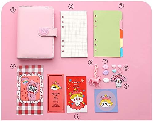 21激安通販 の手帳 年 手帳 セット 日記帳 かわいい ピンク 高級puレザー 軽量 ９点セット Aタイプ 贈り物 文房具セット ギフト 色 ピンク 超安い の