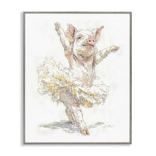 Whimsical Ballet Pig Tutu, 11 x 14 Inch Framed Giclée Print
