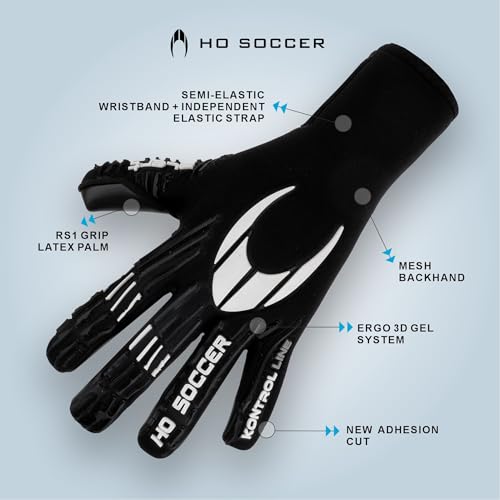 HO Soccer KONTROL Alert Blackout Goalkeeper Gloves, Unisex Adult.
