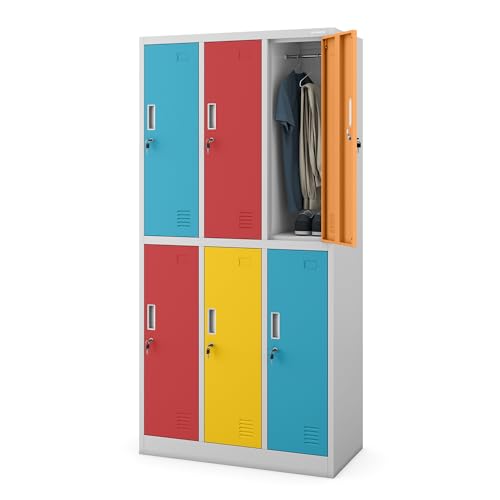 Jan Nowak Umkleideschrank Metall, Spindschrank mit 6 Faechern, abschliessbar