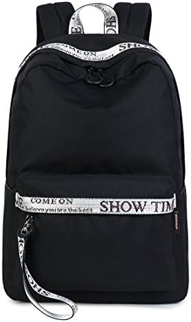 VentoMarea Lightweight Canvas Backpacks School Bag Casual Travel Daypacks (Black New-Polyester Large)