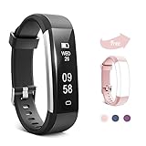 Keyney Fitness Tracker,Waterproof Activity Tracker with Sleep Monitor and Pedometer Step Counter Watch,Smart Bracelet Bluetooth Wireless Wristband Smartwatch for Kids Women Men (Black+Pink Band)