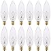KOR (Pack of 12 CTC Clear Candelabra Base (E12) Straight Torpedo Tip 120V Incandescent Chandelier Light Bulbs (40)
