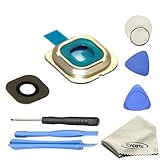 Ewparts Back Rear Camera Glass Lens Cover Ring Repair Replacement + Adhesive for Samsung Galaxy S6 Edge G925 (All Carriers)+opening Tools (Gold)