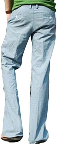 DressUMen DressU Mens Oversized Pure Color Linen Vogue Vacation Palazzo Pant Blue L