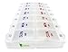 Weekly Pill Organizer Case - 7 Day AM PM Push Button Vitamin Box - Safe Pill Dispenser for Supplements & Pills - Large Daily Medicine Container with Transparent Lids & Big Letters by SURVIVE! Vitamins