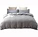 Neithera Duvet Cover Set Full/Queen Size,3-Piece Nature Style Water-Washed Microfiber Bedding Set with Zipper and Corner Ties(Grey)