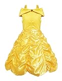 Little Girls Layered Princess Belle Costume Dress up (9-10 Years, Yellow)