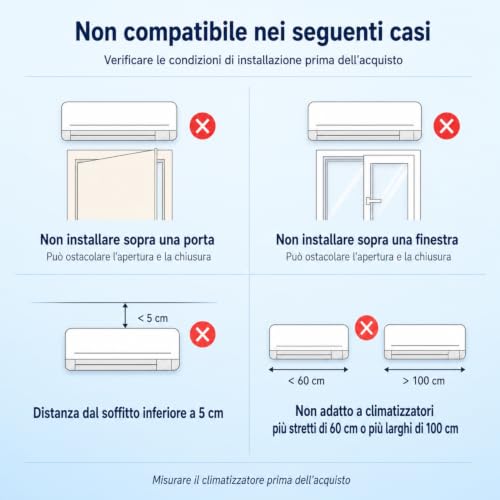 Air Conditioner Deflector, Universal Air Conditioner Deflector 85 cm ABS for Wall Split 60-100 cm, Air Conditioner Diverter for Home Office Bedroom BANJEKT