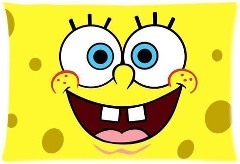 Akhy Cute Spongebob Cartoon Cotton & Polyster (20 x 30) Bedding Pillowcase Custom Zippered Decorative Pillow Cover (Two Sides)