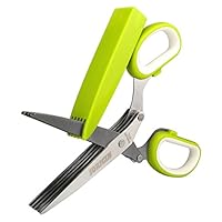 IORIGIN Herb Scissors Set with 5 Multi Stainless Steel Blades, Safe Cover and Cleaning Comb, Multipurpose Kitchen Chopping Shear, Mincer, Sharp Dishwasher Safe Kitchen Gadget, Culinary Cutter Chopper