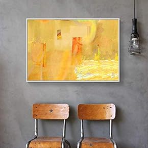 Floating Framed Canvas Wall Art for Living Room, Bedroom Golden Abstract Oil Painting Canvas Prints for Home Decoration Ready to Hang - 16x24 inches