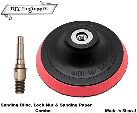DIY Engineers Sanding Plastic Disc 5 Inch with Lock Nut for Grinder/Drill and Sand Paper 30 Pc Combo