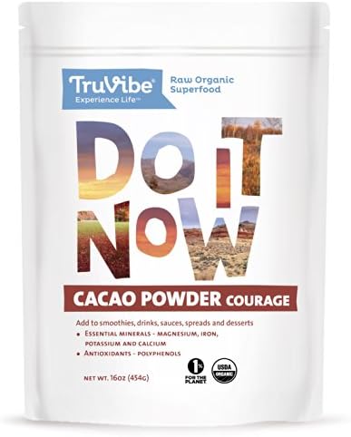 TruVibe 100% Organic Raw Cacao Powder, 16 ounces, Non-GMO Project Verified