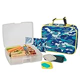 Bentology Lunch Bag and Box Set for Boys - Includes Insulated Sleeve with Handle, Bento Box, 5 Containers and Ice Pack - Camo