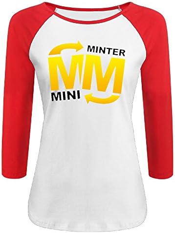 WJLIAN Women's Minimintert Logo 3/4 Sleeve Cotton Tee Shirts Red XL