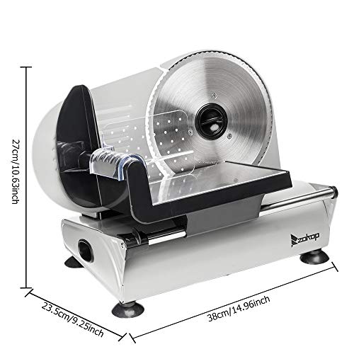Electric Meat Slicer, Deli Food Slicer Machine 7.5" Removable Steel Blade/Adjustable Thickness Dial For Cold Cuts, Hard Cheese, Vegetables & Bread, Compact Commercial Home Use (Silver-Belt) - Thumbnail 6