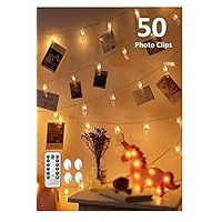 CADNLY String Lights With Clips - 50 LED Photo Clip Polaroid Lights For Bedroom - Hanging Picture Fairy Lights - Dorm Room Photograph Display String Lights For Pictures - Remote Control - Warm White