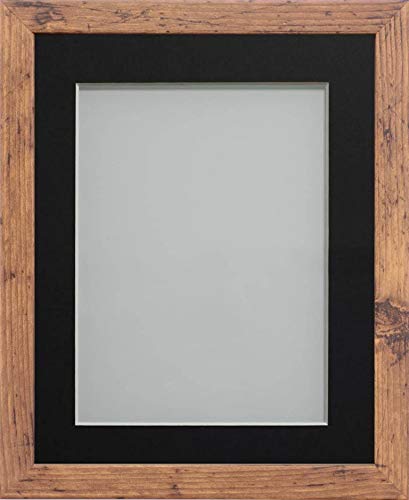 Frame Company Allington Rustic Photo Frame with Black-V Groove Mount, 12x10 for 9x7 inch, fitted with perspex
