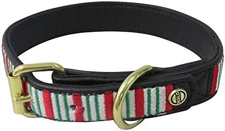 HALO X-Mas Strips Padded Adjustable Dog Collars - Genuine Real Leather 100%