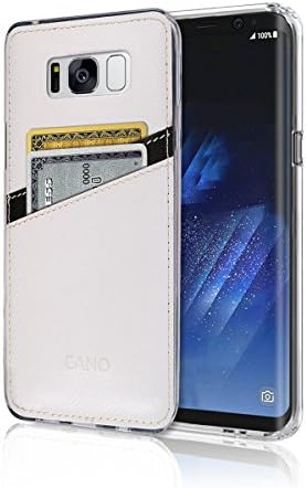 S8 Case [Leather Back Cover] [Wallet Case] [2 Card Holder] S8 Soft Slim Fit Hybrid Polyurethane TPU Flexible Bumper Slot Lightweight Shock Absorbing Protection For Samsung Galaxy S 8 (White)